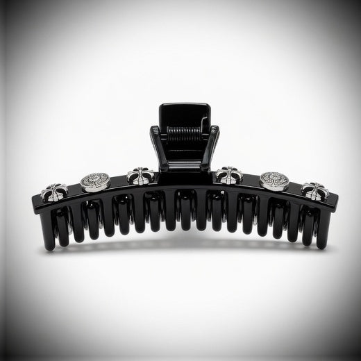 Black Baroque Silver Claw Clip