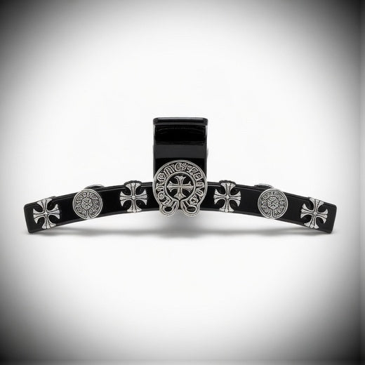 Black Baroque Silver Claw Clip