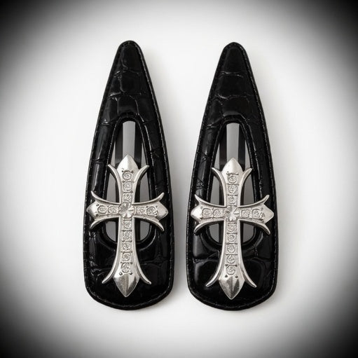 Croc Texture Dark Luxe Barrette Pair