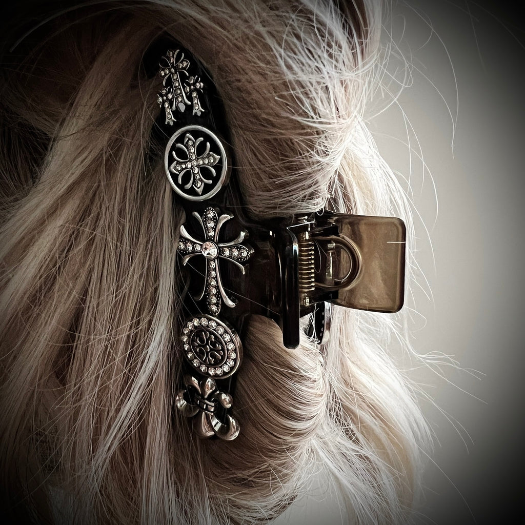 Luxury baroque Claw Clip - Black & Smoke Brown