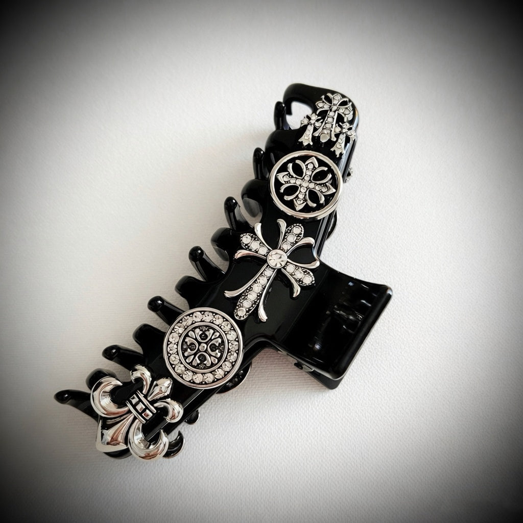 Luxury baroque Claw Clip - Black & Smoke Brown