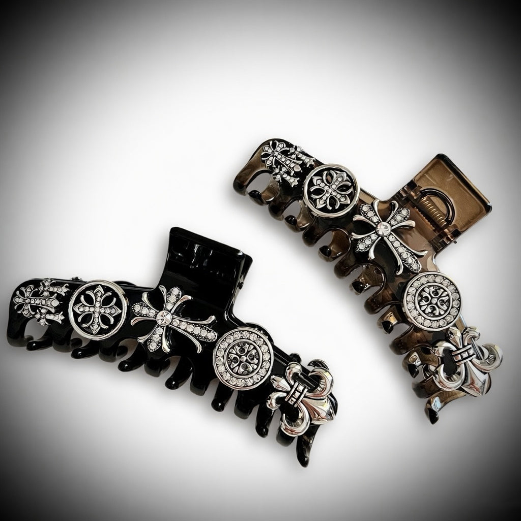 Luxury baroque Claw Clip - Black & Smoke Brown