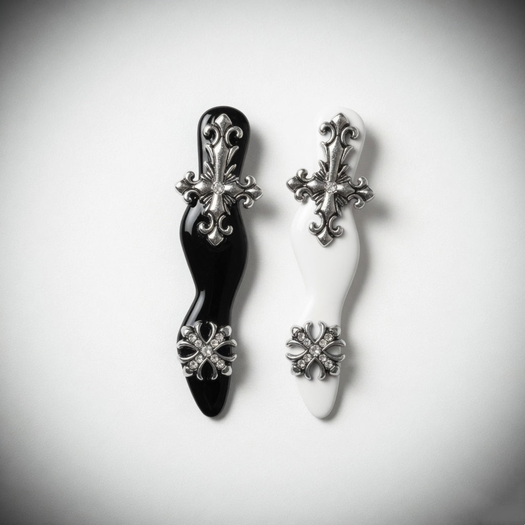 Glossy Twissy Hair Clip - Black & Ivory
