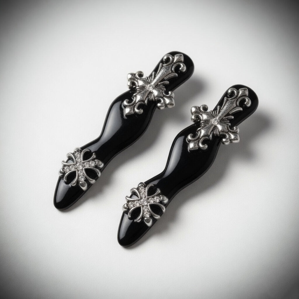 Glossy Twissy Hair Clip - Black & Ivory