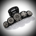 Round Cross Emblem Hair Claw –  Black & Smoke