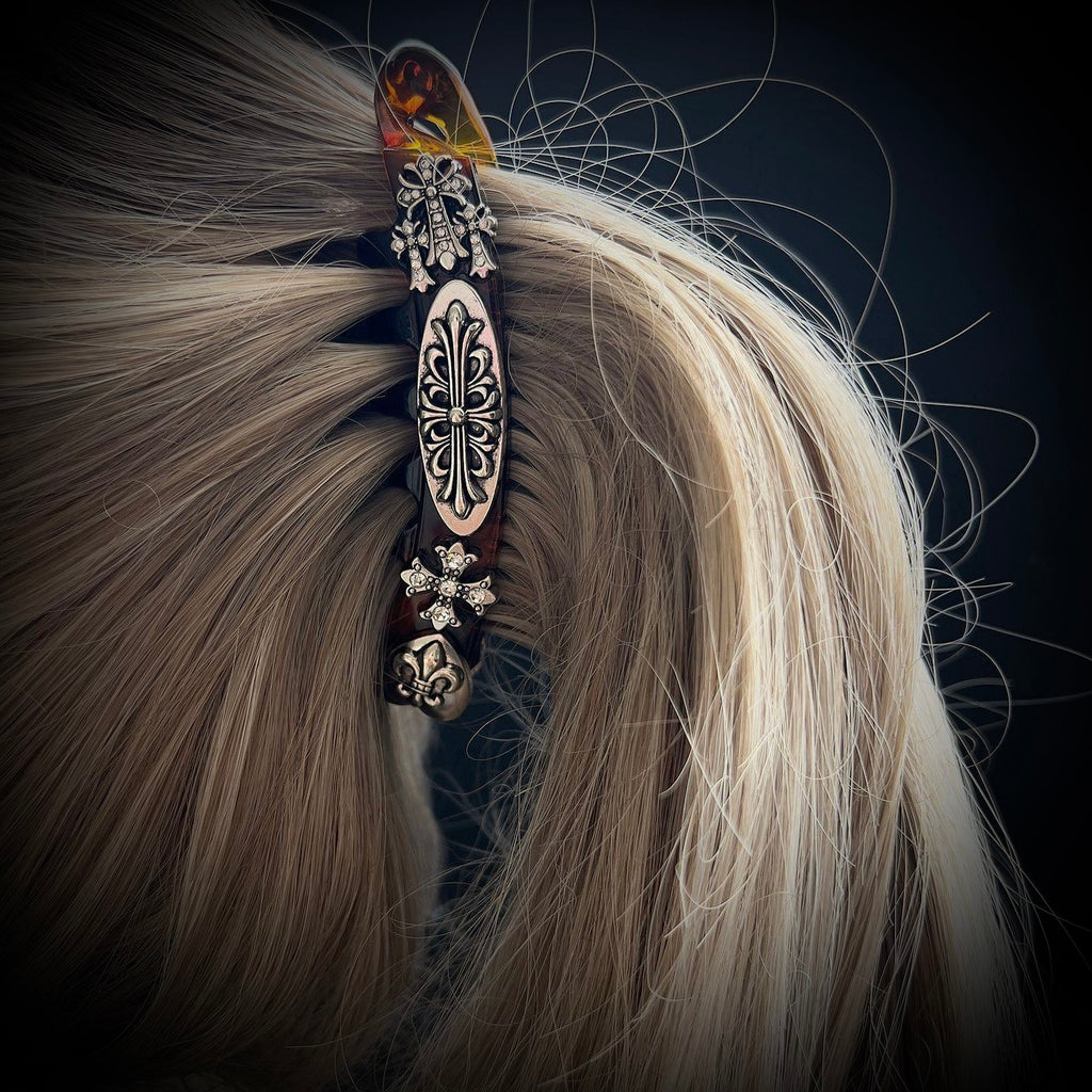 Retro Metal Engraved Hair Clip Tortoiseshell