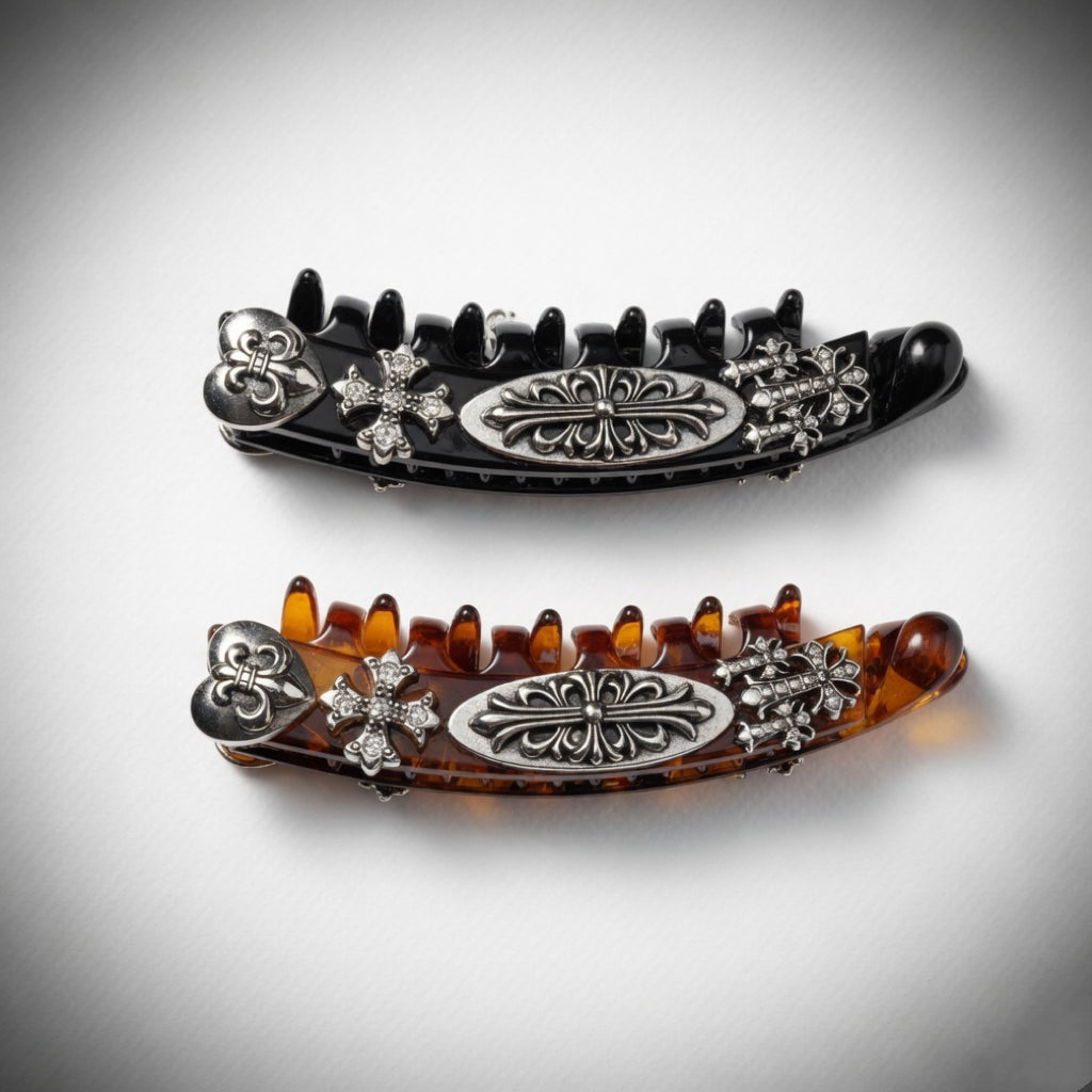 Retro Metal Engraved Hair Clip Tortoiseshell