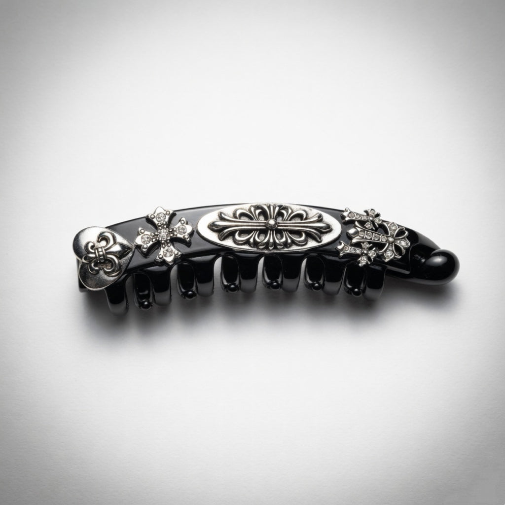 Retro Metal Engraved Hair Clip Tortoiseshell