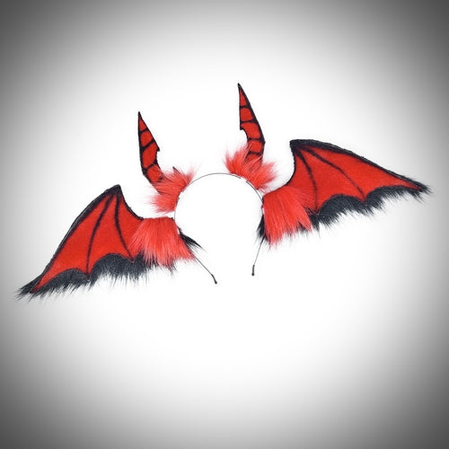 Bold Red Bat Wings & Horns