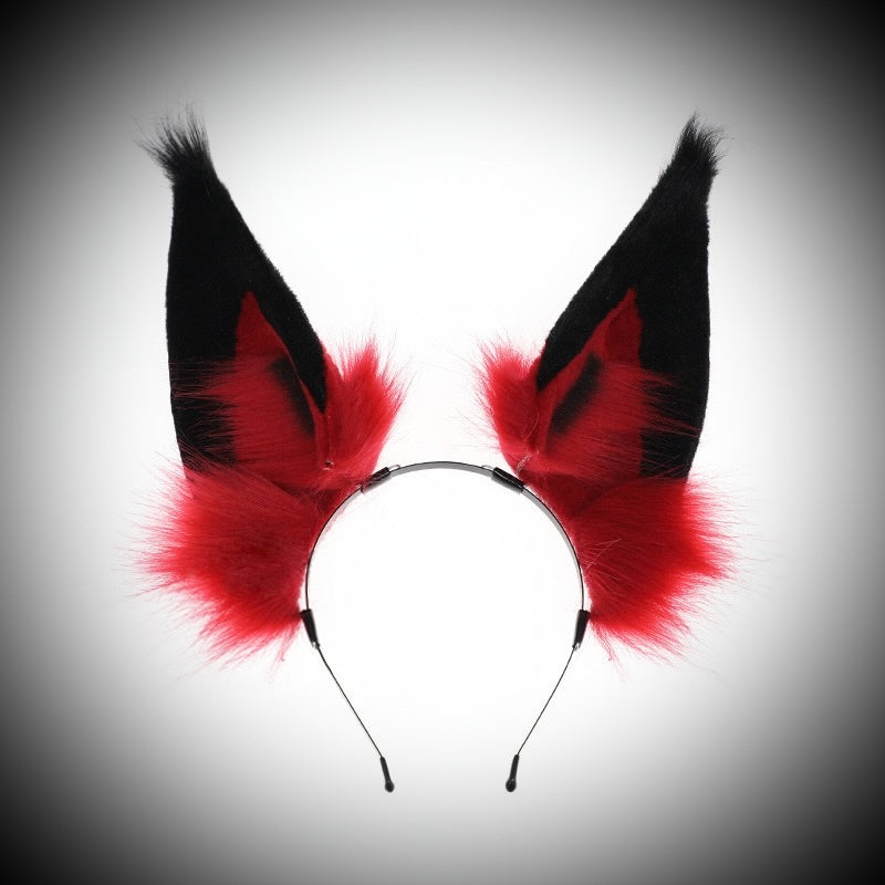 Red & Black Fluffy Nocturne Cosplay Ears