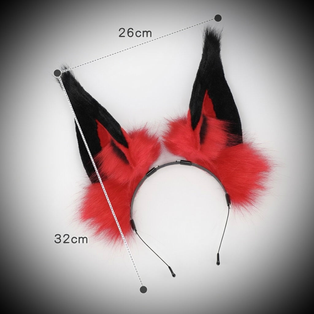 Red & Black Fluffy Nocturne Cosplay Ears