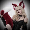 Dark Crimson Gothic Fox Ear & Tail Set