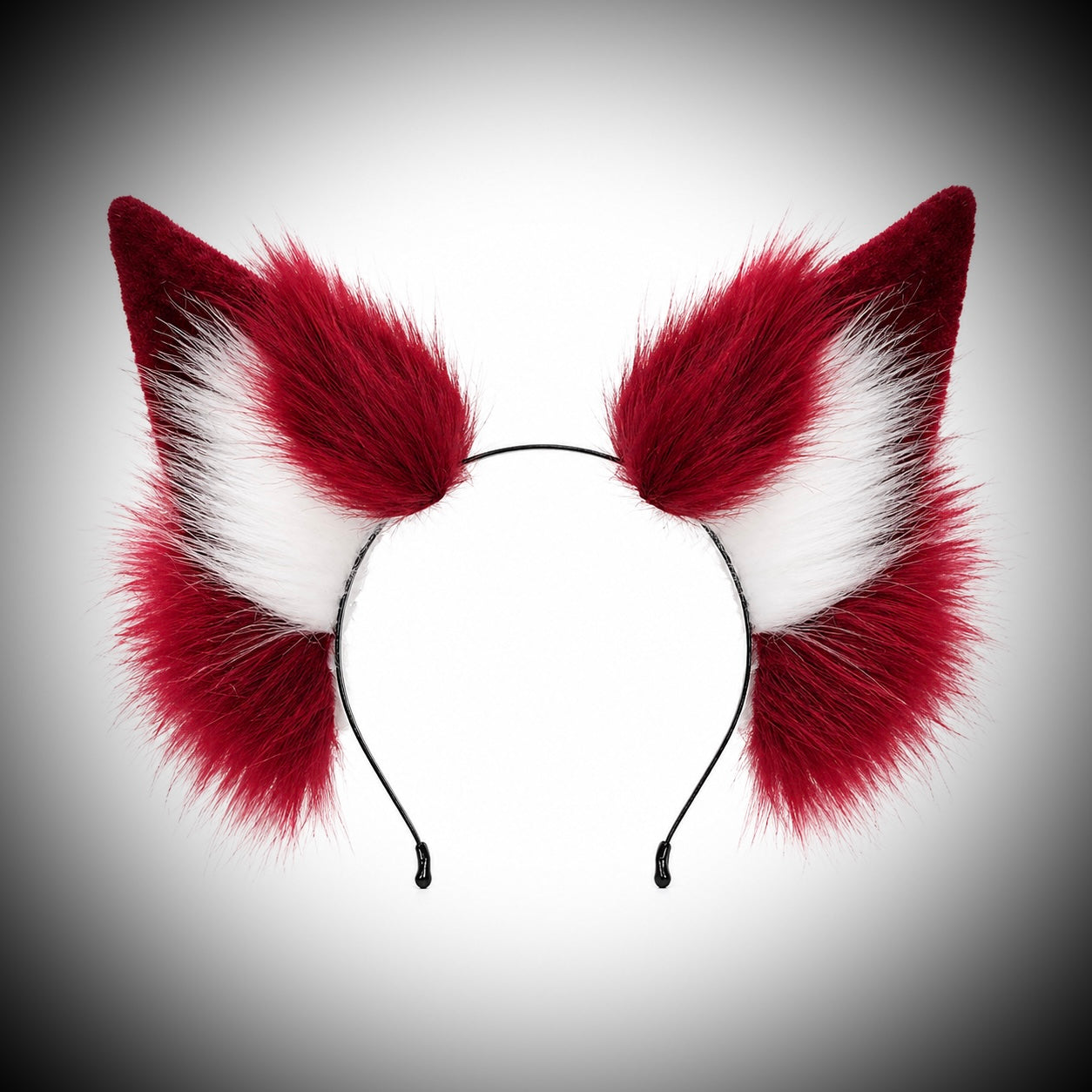 Dark Crimson Gothic Fox Ear & Tail Set