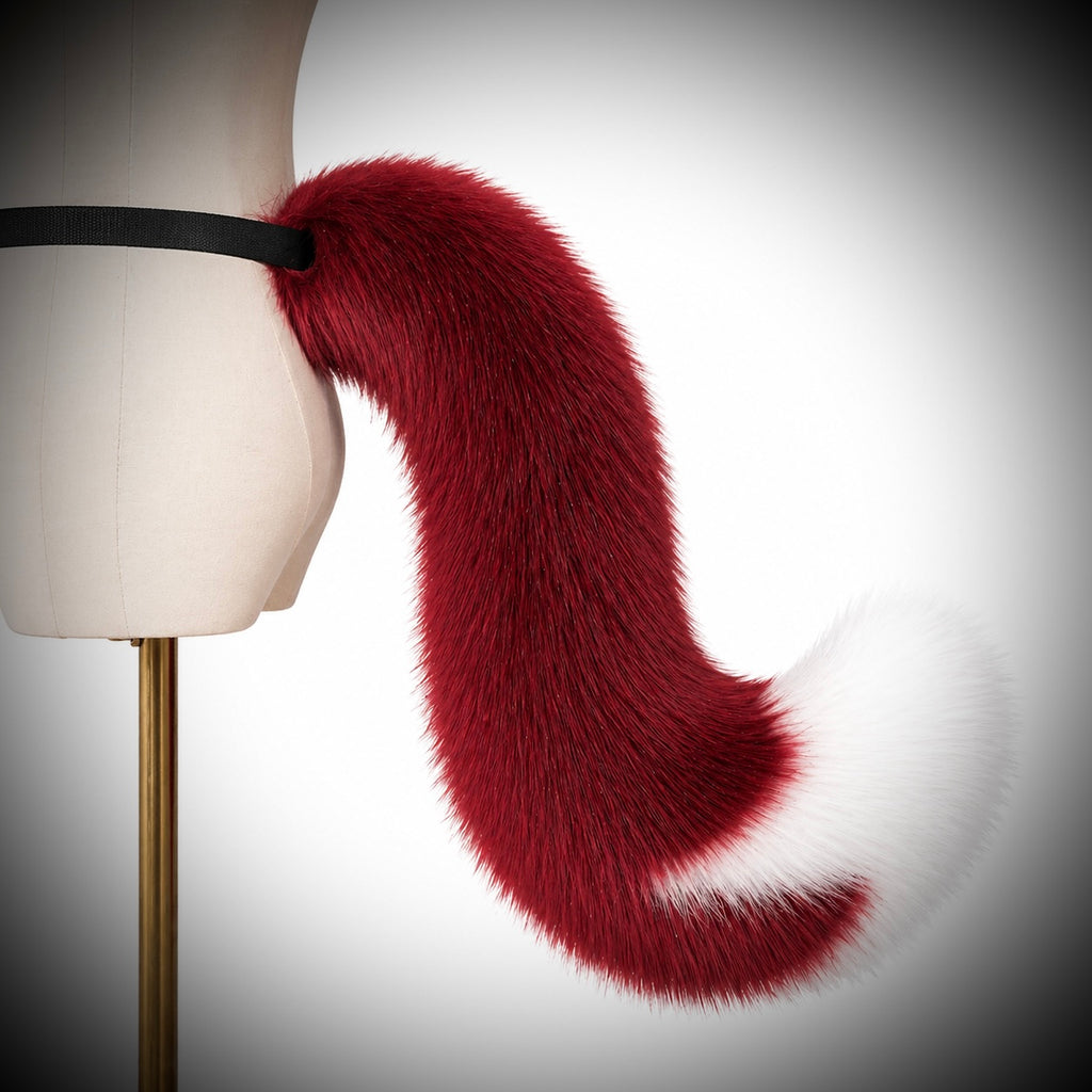 Dark Crimson Gothic Fox Ear & Tail Set