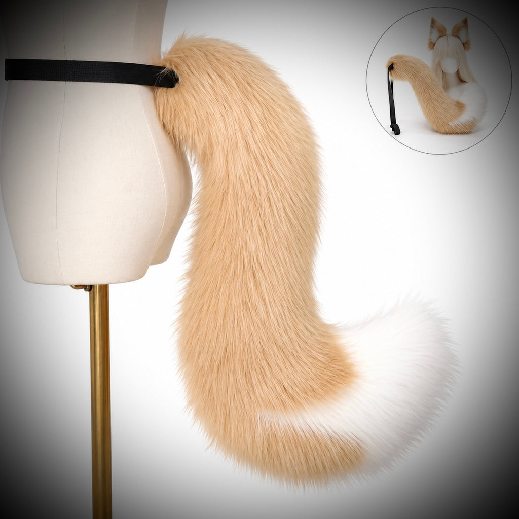 Beige Blonde Mysterious Fox Ear & Tail Set